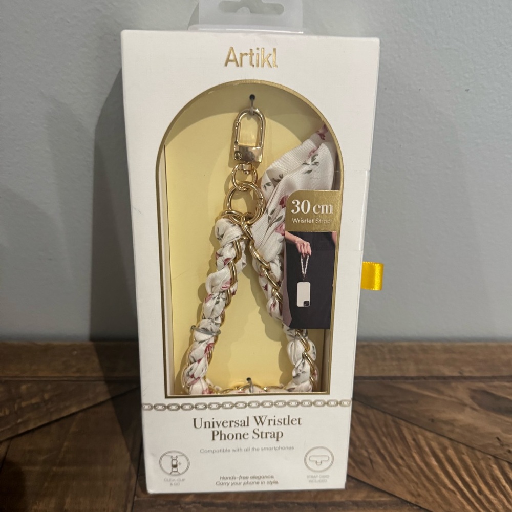 Artikl Universal Wristlet Phone Strap Floral and Gold Design 30cm NEW